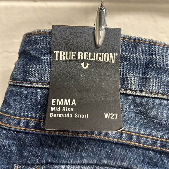 True Religion Emma Mid Rise Bermuda Shorts Size 27 NEW - Picture 7 of 12